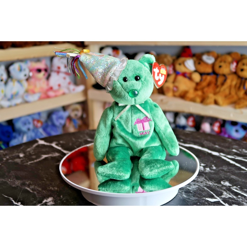 TY Beanie Baby - May the Birthday Bear (Wearing | Tush Tag Wear | Vintage | Rare
